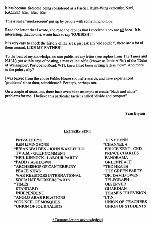 1991 Gulf War Covering Letter