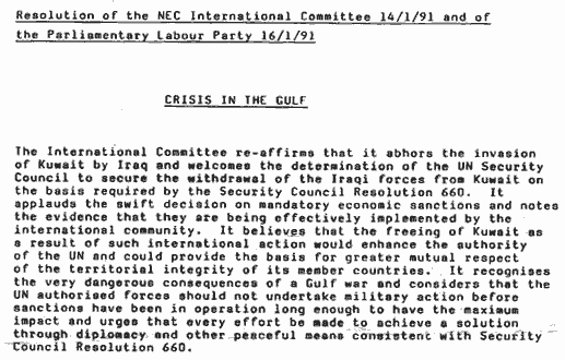 1991 Gulf War Labour Party